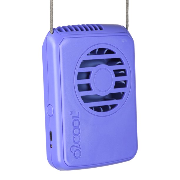 O2COOL 2" Rechargeable USB 3 Speed Personal Necklace Fan, Purple