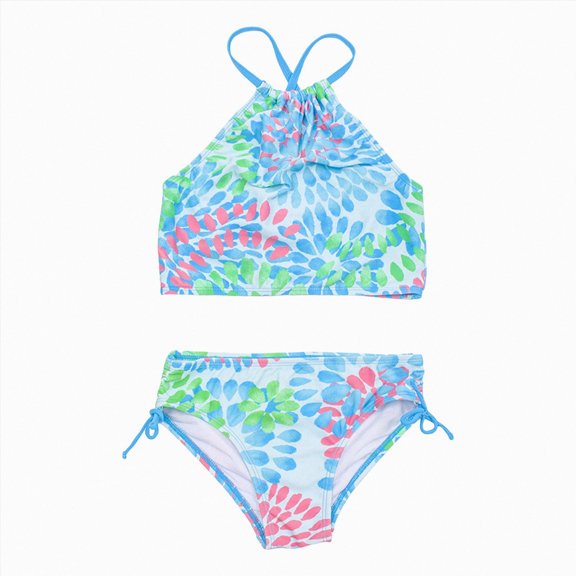 Ymyiu Bikini Teen Girls Swimsuits 2 Piece Bikinis Set Colorblock Bathing Suits Strap Girls' Swimwear Size 7-8 Years (Green,7-8 Years)