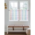 thumbnail image 7 of Half Window Curtain 36 Inches Long, Blue Pink Plaid Window Treatment Curtain Drapes, Pastel Green White Buffalo Patchwork Small Tier Curtains for Bathroom Over Sink, 27.5"x36", 2 Panels, 7 of 7