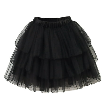 

Jgppe Girls Short Skirt Trendy Layered Tulle Elastic Waist Solid Color for 2-8 Years Little Girls