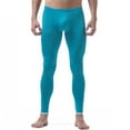 thumbnail image 3 of inhzoy Men's Ice Silk Underwear Compression Low Rise Slim Leggings Tight Pants Long Trousers Blue L, 3 of 5