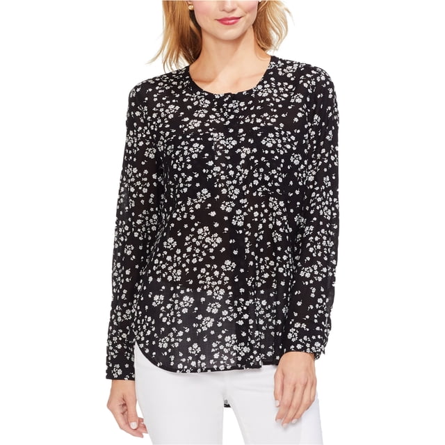 Vince Camuto Blusa con botones y siluetas para mujer, negro, extragrande