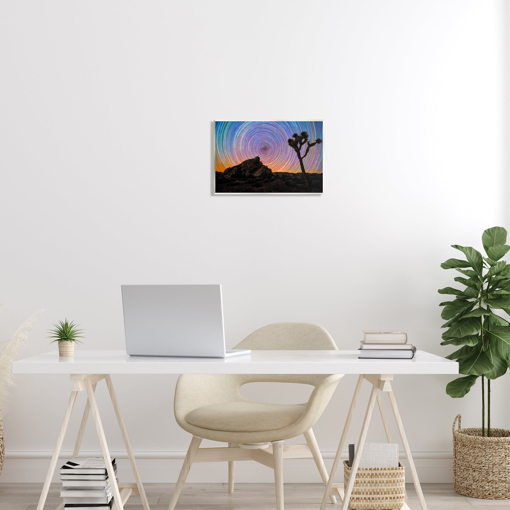 Stupell Industries Kaleidoscopic Swirl Pattern Sky Desert Tree Silhouette Graphic Art Unframed Art Print Wall Art, Design by Lincoln Harrison