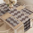 thumbnail image 2 of Ambesonne Earth Tones Table Runner & Placemats, Spiral Circles Grid, Placemat 4 pcs + Runner 16"x72", Dark Brown and Cream, 2 of 2