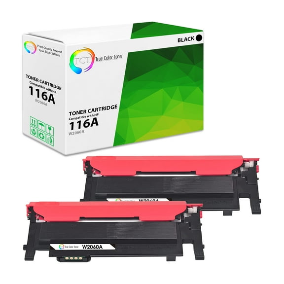 TCT 116A Black Toner Cartridge 2 Pack - Premium Compatible Replacement for HP 116A W2060A