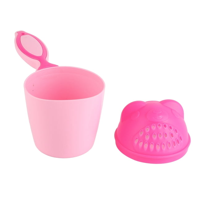 Baby Shampoo Rinse Cup, Pink Kid Wash Hair Bathing Flusher Plastic Material Pink Comfortable Handle for Baby Bath
