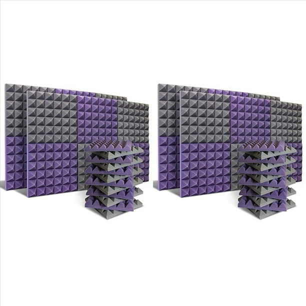 Paquete de 48 Paneles Acústicos, Paneles de Espuma una Prueba de Sonido Cuñas de Insonorización de Estudio Espuma para Reducir el Ruido de Pared para Estudio de Música, Etc.