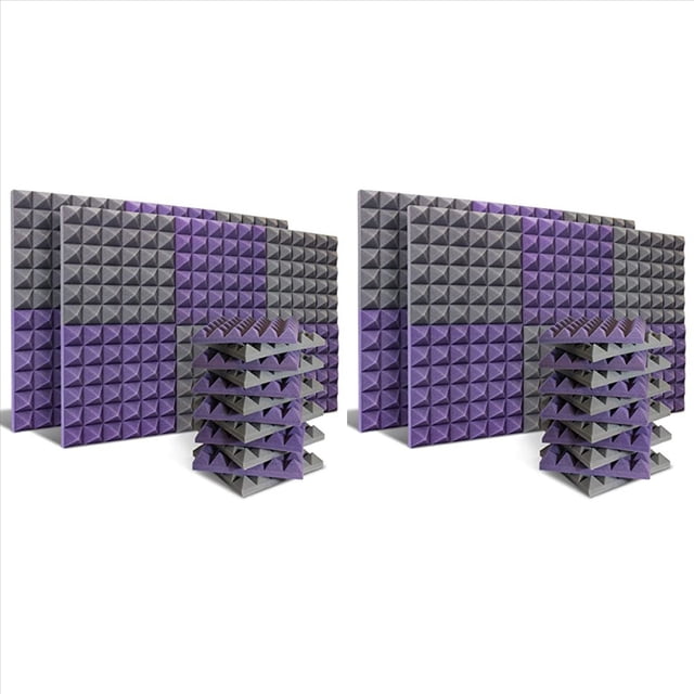 Paquete de 48 Paneles Acústicos, Paneles de Espuma una Prueba de Sonido Cuñas de Insonorización de Estudio Espuma para Reducir el Ruido de Pared para Estudio de Música, Etc.