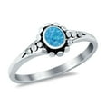 thumbnail image 4 of Bali Design Oxidized Style Lab Created Blue Opal Ring 925 Sterling Silver Size 4, 4 of 7