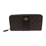 Coach F54630 Signature PVC Leather Accordion Zip Wallet Brown Black