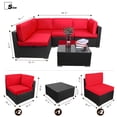 thumbnail image 5 of 5 Pcs Red Patio Sofa PE Rattan Outdoor Wicker Patio Conversation Set by LAZYLAND, 5 of 9