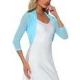 thumbnail image 5 of INSPIRE CHIC Women's Semi Sheer Tops Elegant 3/4 Sleeves Cardigan Bolero Shrug XS Light Blue, 5 of 7