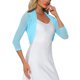 thumbnail image 4 of INSPIRAR CHIC Blusas Semitransparentes para Mujeres Elegantes con Mangas 3/4 Cárdigan Bolero Shrug Azul Claro 2XL, 4 of 6