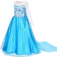 thumbnail image 4 of Avady Princess Elsa Costume for Girls Princess Dress Up Long Sleeves Costume with Cape Blue, 4 of 5
