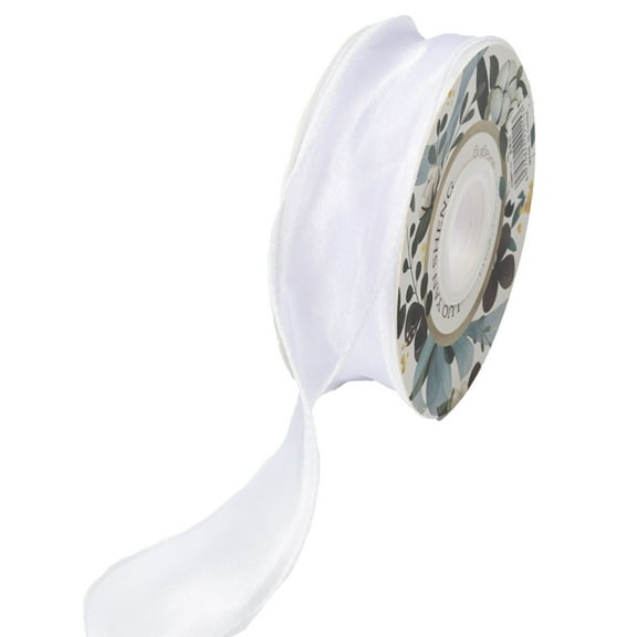 Zmeidao Organza Wired Ribbon, Fishtail Gift Ribbons for Flower Bouquet Packaging, Craft Wrapping Christmas Wedding Birthday Bouquet Garland, 10Ydx1.6in