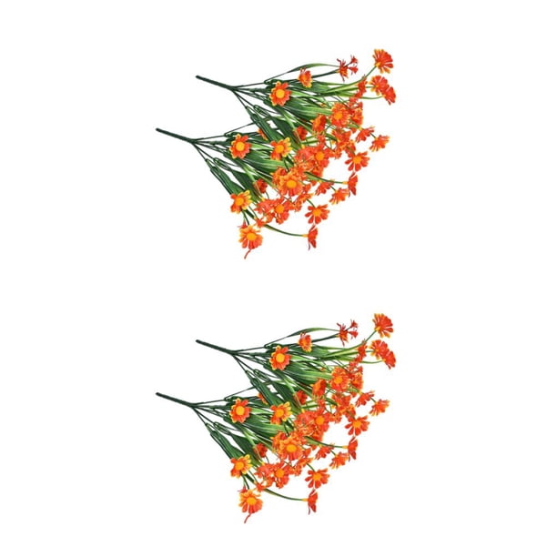 Flores artificiales Injueey plantas falsas al aire libre ramo interior Naranja 2Conjunto