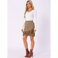 thumbnail image 4 of DARING DIVA Faux Suede Skirt for Women's Vintage High Waist Stretch Bodycon L Camel, 4 of 6