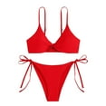 thumbnail image 2 of KIHOUT 2025 Women's Two Piece Bikini Swimsuit Sexy Ribbed Triangle Top Bathing Suits String Bikini Sets for Beach Pool Party, 2 of 4