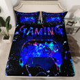 thumbnail image 2 of King Size Gaming Sheet Set Gamer Bed Sheets Video Game Room Decor,Gamepad Controller Gaming Bed Set Teens,Black Royal Blue Tie Dye Top Sheet, 2 of 5