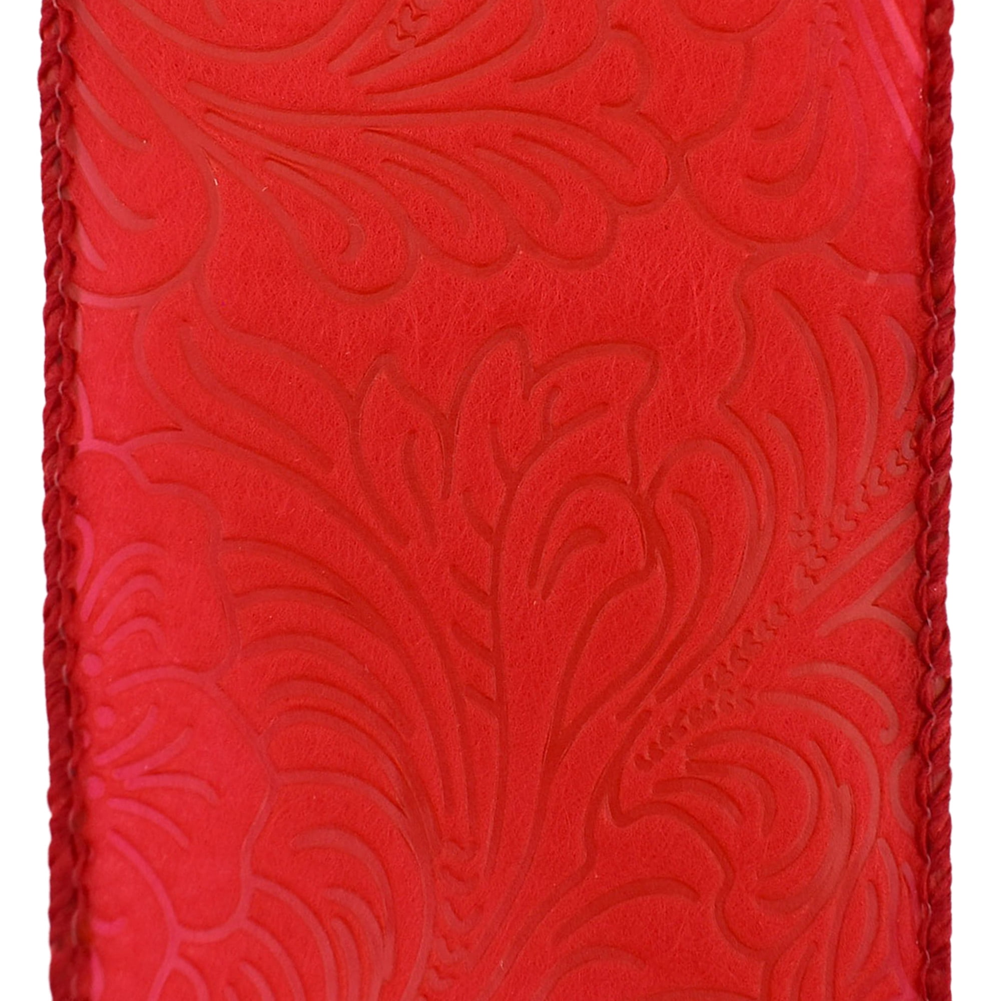Homeford Embossed Flowers Hot Cut Edge Floral Wrap Ribbon, 2-1/2-inch, 50-yard, Red