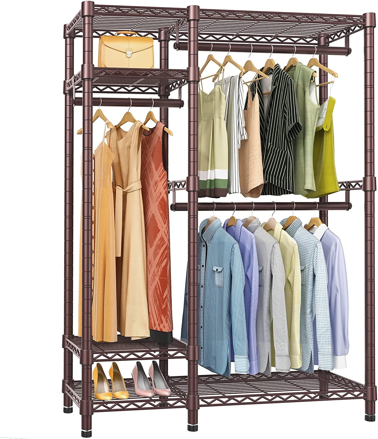 Garment Rack Heavy Duty Commercial Clothes Rack, 4 Tiers Adjustable