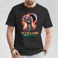 thumbnail image 2 of Cleveland Ohio Total Solar Eclipse 2024 Graphic Tee – T-Rex Dinosaur Cotton T-Shirt for Adults, Funny Astronomy Event Day Outfit, Size 3XL, Color Black, 2 of 4