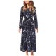 thumbnail image 1 of Vestido hasta el tobillo de manga larga con estampado floral y cuello redondo a la moda para mujer Pompotops  hdfakjf2235, 1 of 7