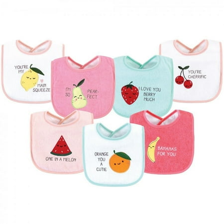 UPC: 0660168585674 | Hudson Baby Infant Girl Cotton Terry Drooler Bibs with Fiber Filling  Fruits  One Size