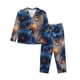 thumbnail image 1 of Balery Elegant Blue Gold Blooms Conjunto de Pijama con Estampado para Mujer, Conjunto de Dos Piezas con Manga Larga, Ropa de Dormir Suave con Bolsillos, Pijamas Cómodos-XX-Large, 1 of 7