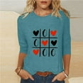 thumbnail image 2 of Penkiiy Women's Valentine's Day Fashion Printed T-shirt 3/4 Sleeves Blouse Round Neck Casual Tops M Blue, 2 of 5