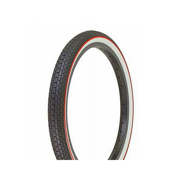 Bike Tire, Bicycle Tire Duro 20 x 1.75 Black/White Side Wall Red Line HF-120A. 20" Brick Tire 20 inch by 1.75 inch