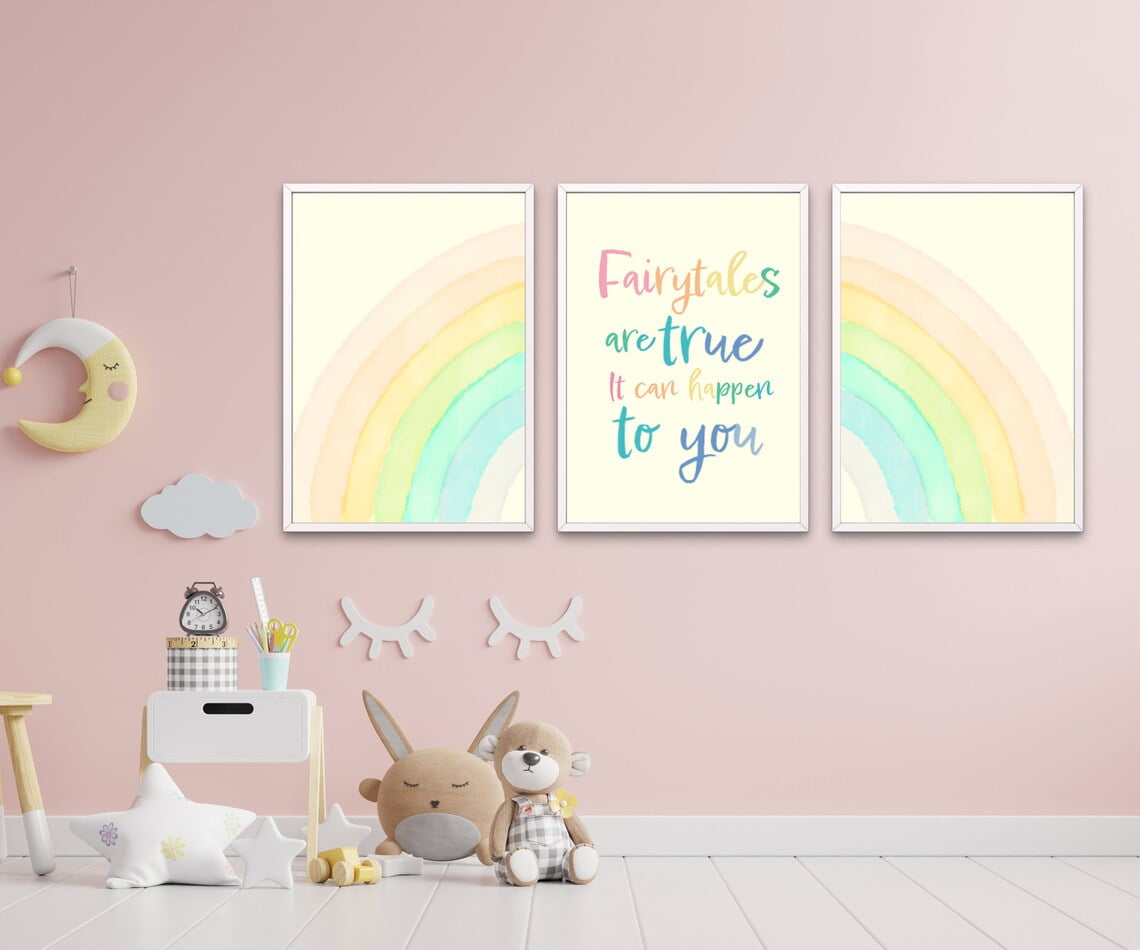 Pastel Rainbow Decor, Baby Name Sign, Rainbow Wall Hanging, Cr