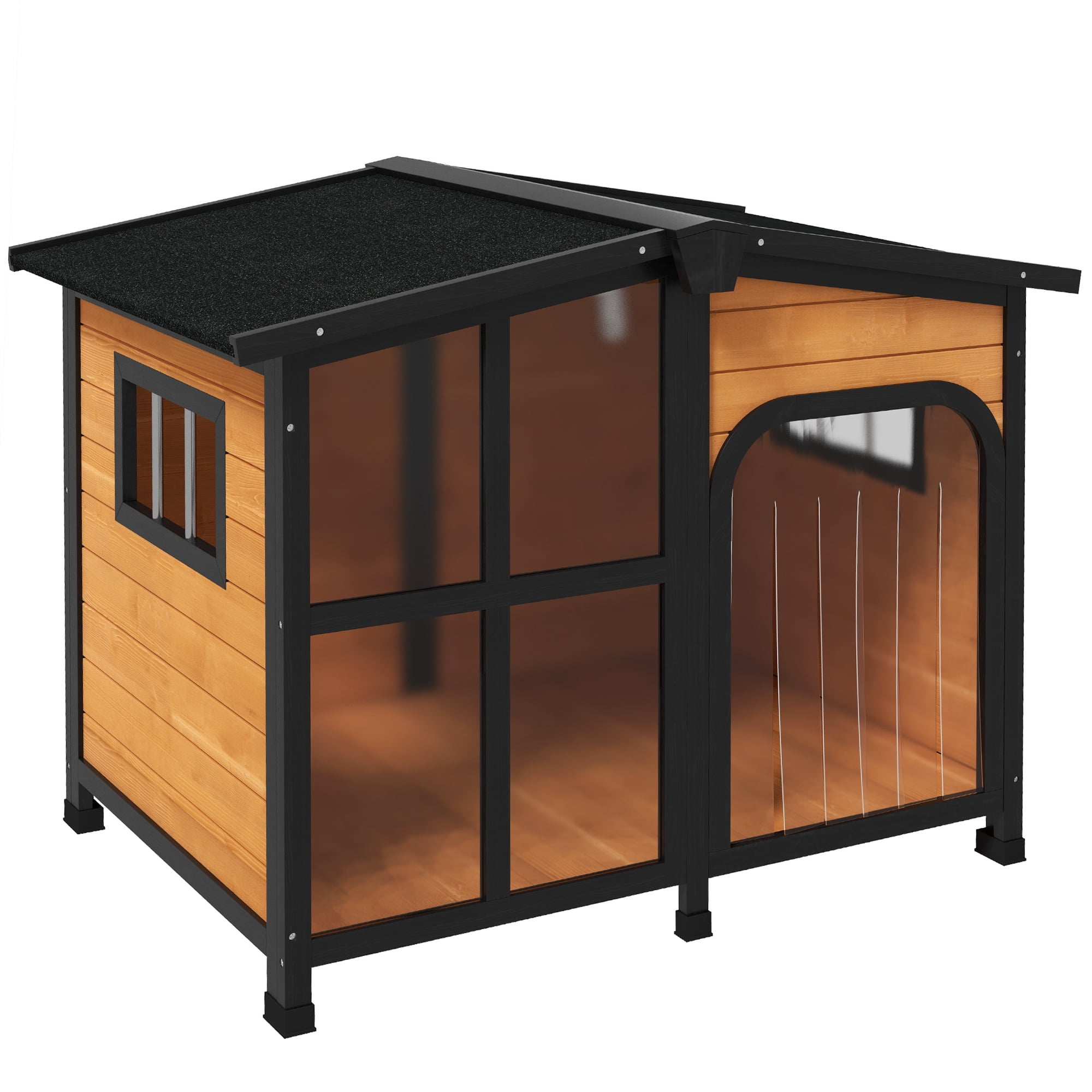 PawHut Giant Window Wooden Dog House for Large Dogs Outdoor & Indoor