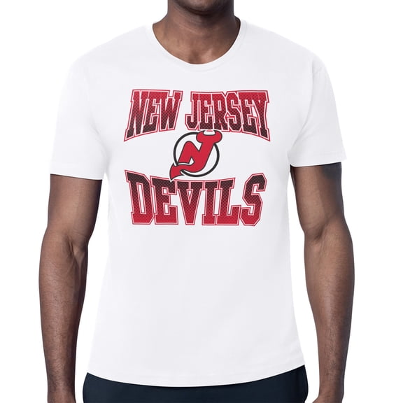 Men's Starter White New Jersey Devils Comic Style Team Graphic T-Shirt