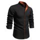 thumbnail image 1 of Blusa y camisa de manga larga con cuello alto para hombre, informal, lisa, a la moda, con botones, de poliéster, 1 of 7