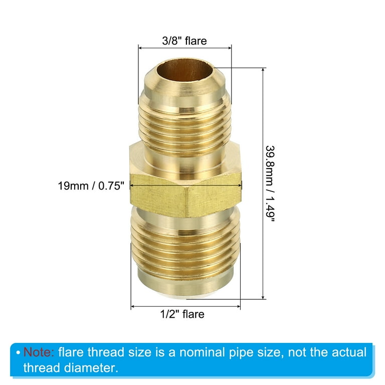 2PCS 3/8" Flare X 1/4" NPT Male Brass Fitting - Tube Adapter For Gas Line, HVAC, Plumbing