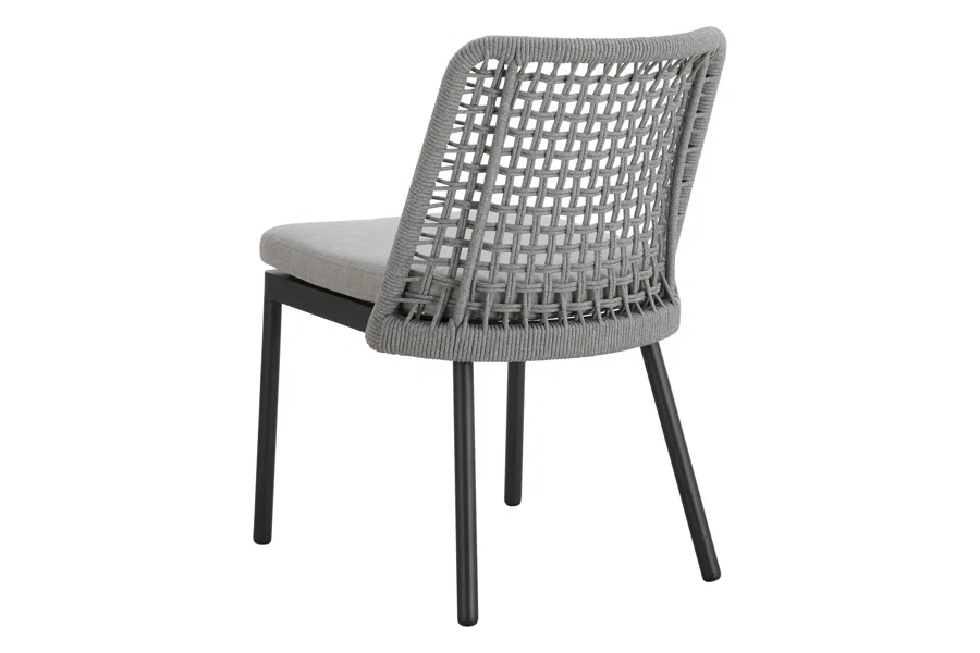 Spruce & Spring Modern Woven Rope Patio Dining Armchair Equipped With Cushion 2 Pieces For Outdoor Space Grey Woven Rope Fabric