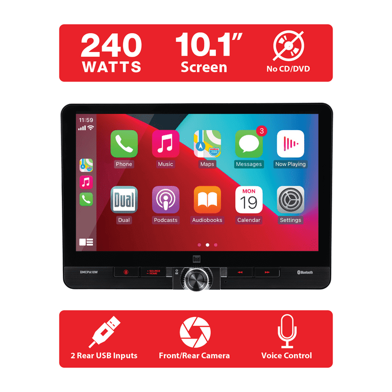 Dual Electronics DMCPA10W 10.1”  Wireless Apple CarPlay & Android Auto Car Stereo, New