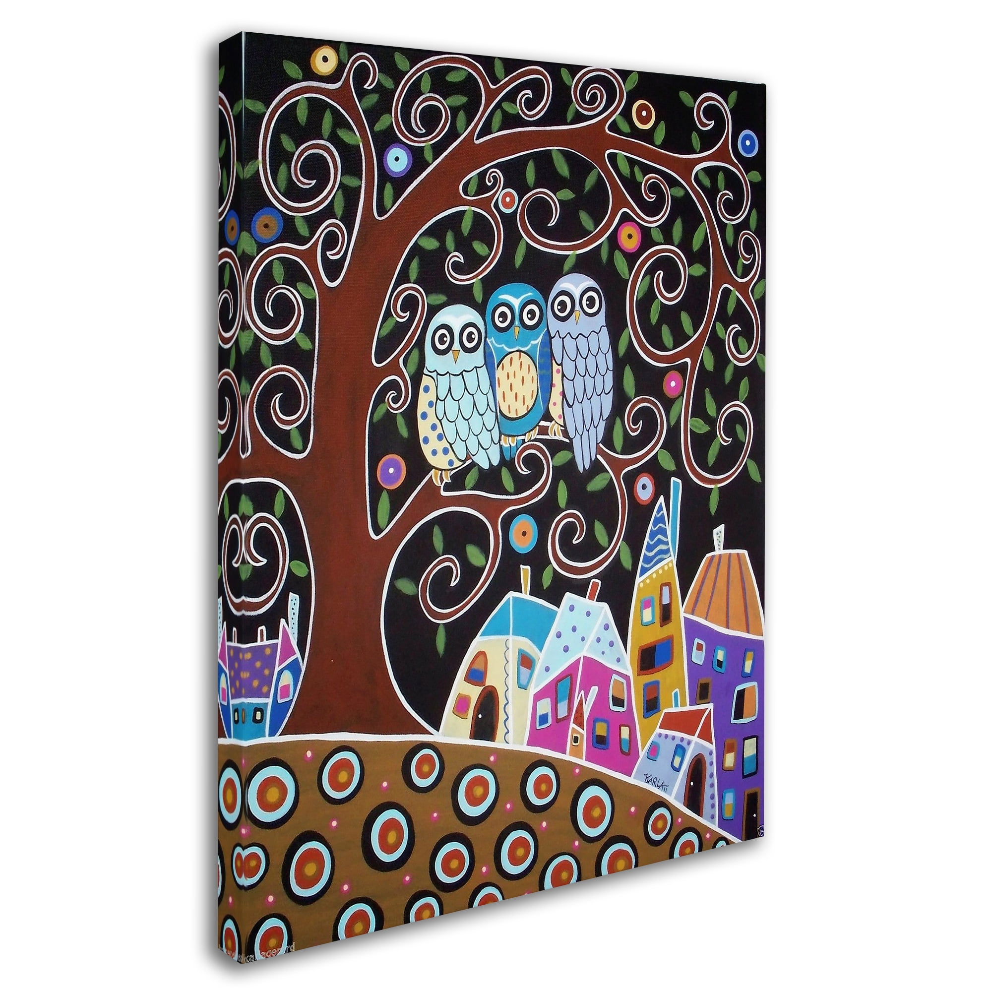 Trademark Fine Art 'Three Owls' Canvas Art by Karla Gerard