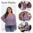 thumbnail image 5 of SHEWIN Womens Blouse Plus Size Tops Lace V Neck Long Sleeve T Shirts Dressy Eyelet Embroidered Tunics Top Spring Fall Blouses Purple 4X, 5 of 9
