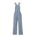 thumbnail image 6 of SELONE Jumpsuits for Women Casual Summer Denim Wide Leg Jean Bandage Long Pant Sleeveless Ladies Travel Comfortable Vacation Womens Jumpers and Rompers Casual Solid Color Light Blue XXL, 6 of 9
