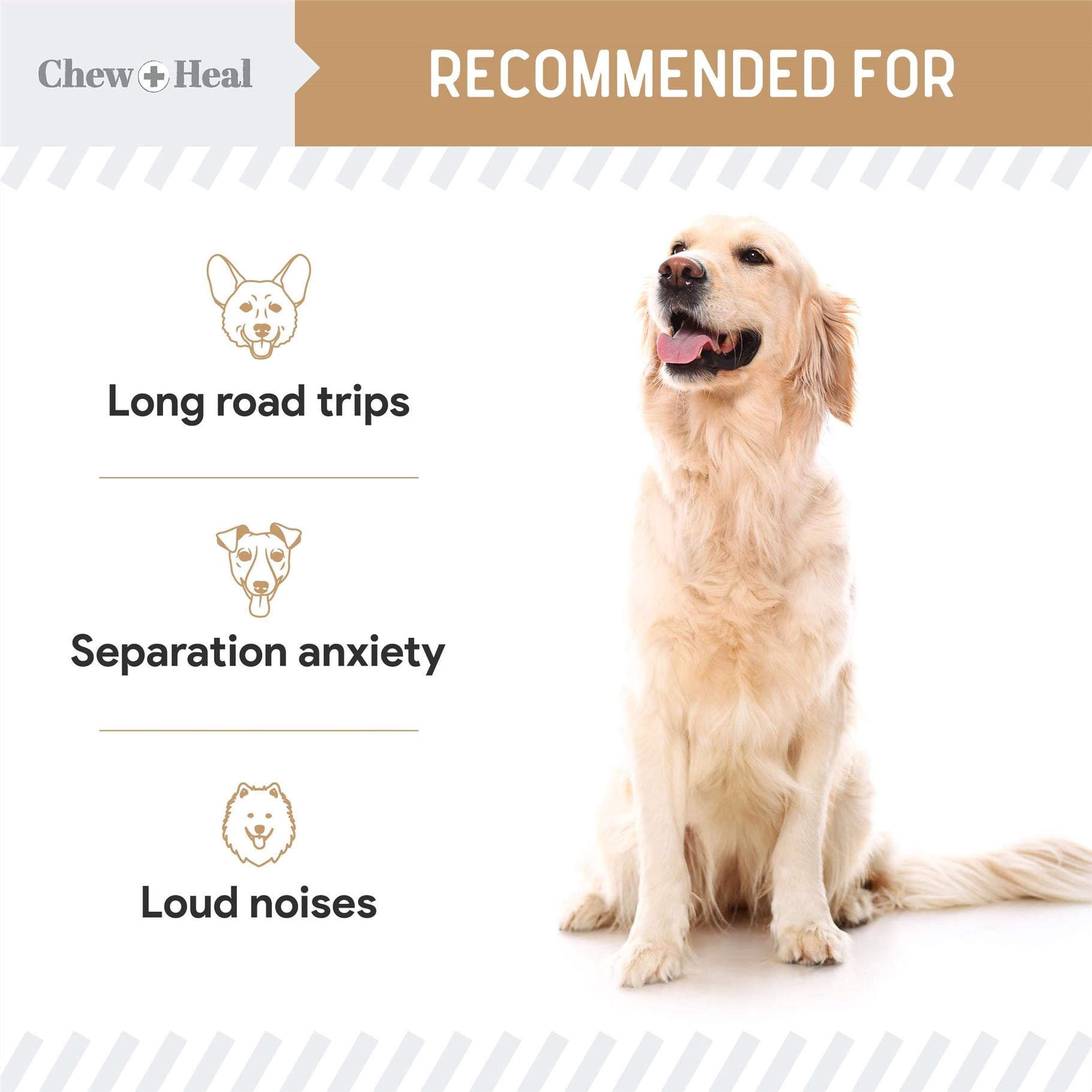 Dog Calming Treats, 120 Anxiety Relief Soft Chews for Dogs - Peanut Butter Flavor (2 Packs of 60)