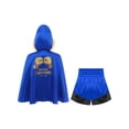 thumbnail image 2 of Haitryli Kids Boys Boxing Training Outfit Open Front Cloak With Print Shorts Kickboxing Competition Blue Gold Black 6, 2 of 7