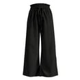 thumbnail image 4 of HNMKIU Wide Leg Pants Solid Color Loose Linen High Waist Casual Resort Style for Comfort Trousers for Women Black,XL, 4 of 4