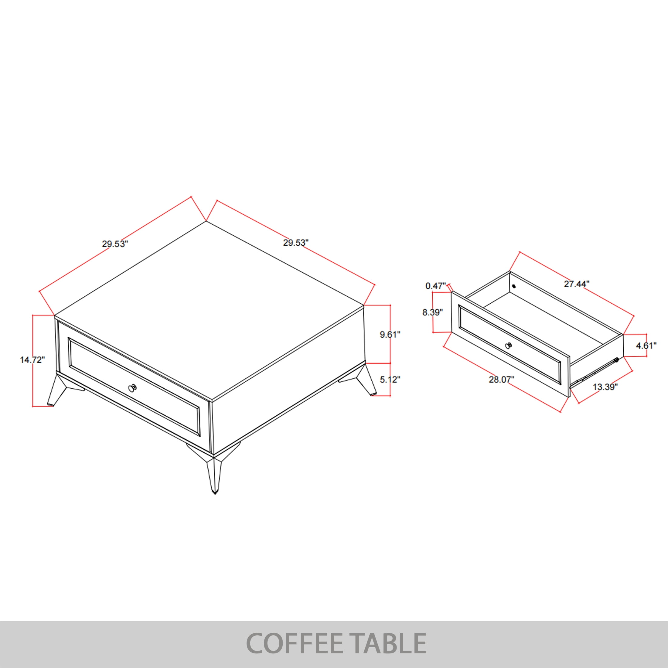Castle Place Glam Coffee Table with Storage, White