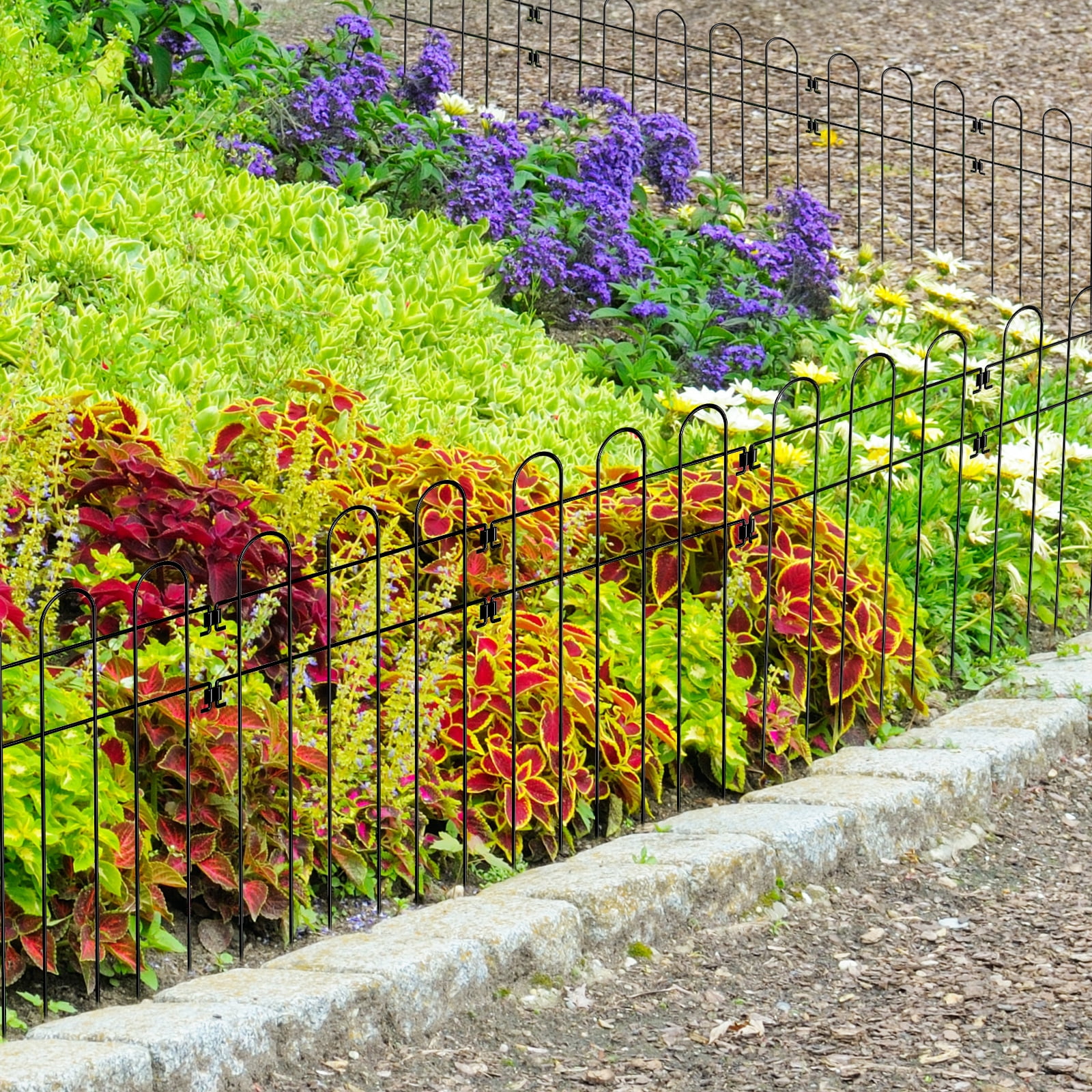 No digging fence, decorative garden fence border outdoor animal barrier anti-skullium metal plate for dogs