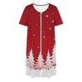 thumbnail image 4 of Christmas Zip Robe for Women Short Sleeve Fleece Nightgown Xmas Tree Print Warm Cozy Sleepwear Holiday Loungewear, 4 of 7