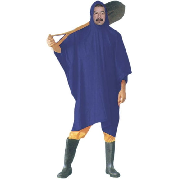 RAIN GUARD 10 Mil Blue Vinyl Rain Poncho with Hood | Expanded 50" x 80" (127 cm x 203.2 cm) | Folded 7" x 9" (17.8 cm x 22.9 cm) | Reusable Waterproof Protection | Adult Size | Includes Storage Pouch
