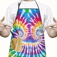 thumbnail image 2 of Colorful Rainbow Tie Dye Spiral Pattern Apron-Garden Aprons for Women with Pockets-Cotton Linen Waterproof Kitchen Cooking Gardening Aprons Adjustable for Kitchen,Cooking,BBQ and Salon 33x27 Inch, 2 of 7