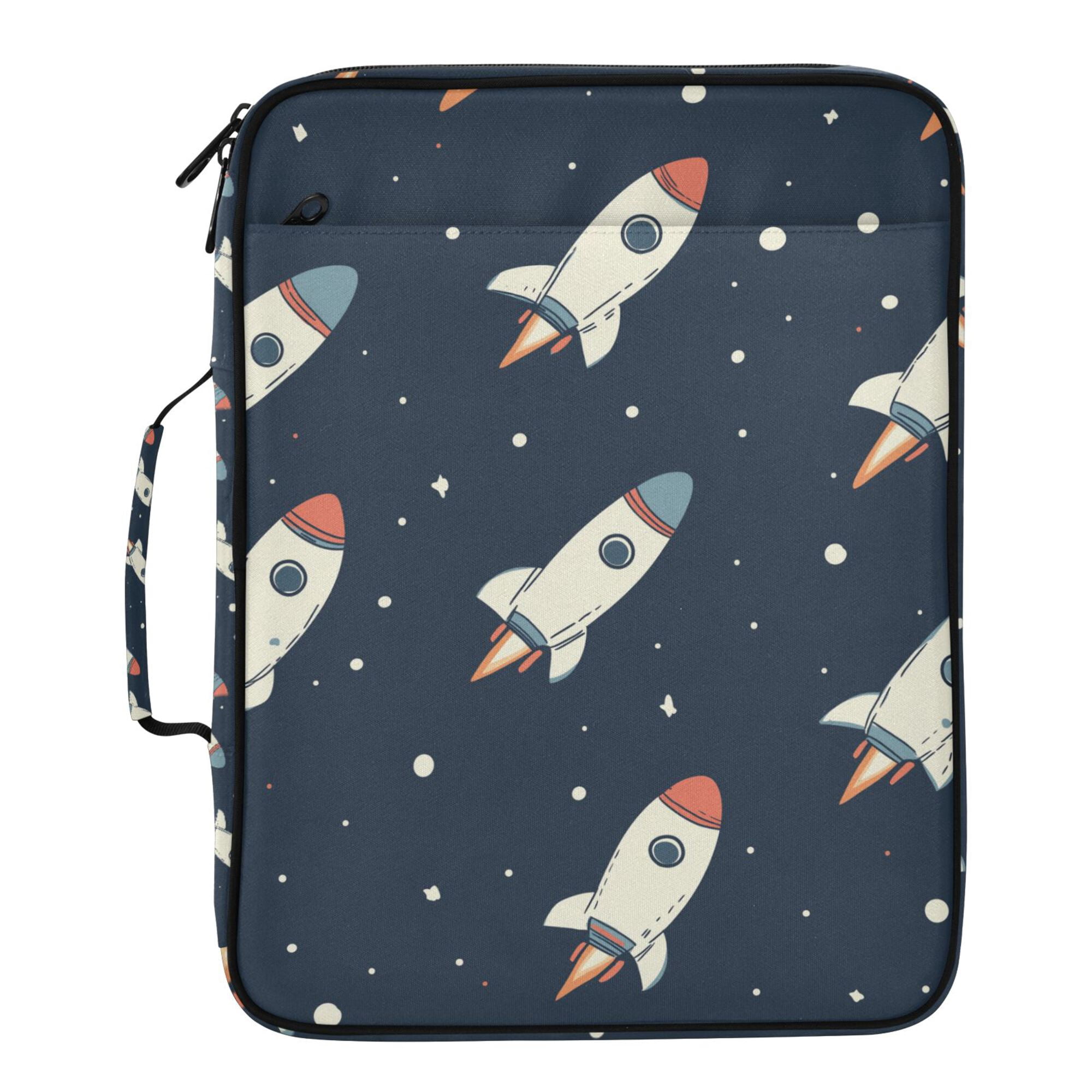 FORMRS Accordion File Folder A4 Size 7-Pocket Expanding Document Organizer Bag with 3 Ring Binder, Rocket Pattern